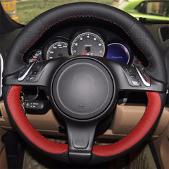 Top Leather Steering Wheel Hand-stitch on Wrap Cover For Porsche Panamera 2010