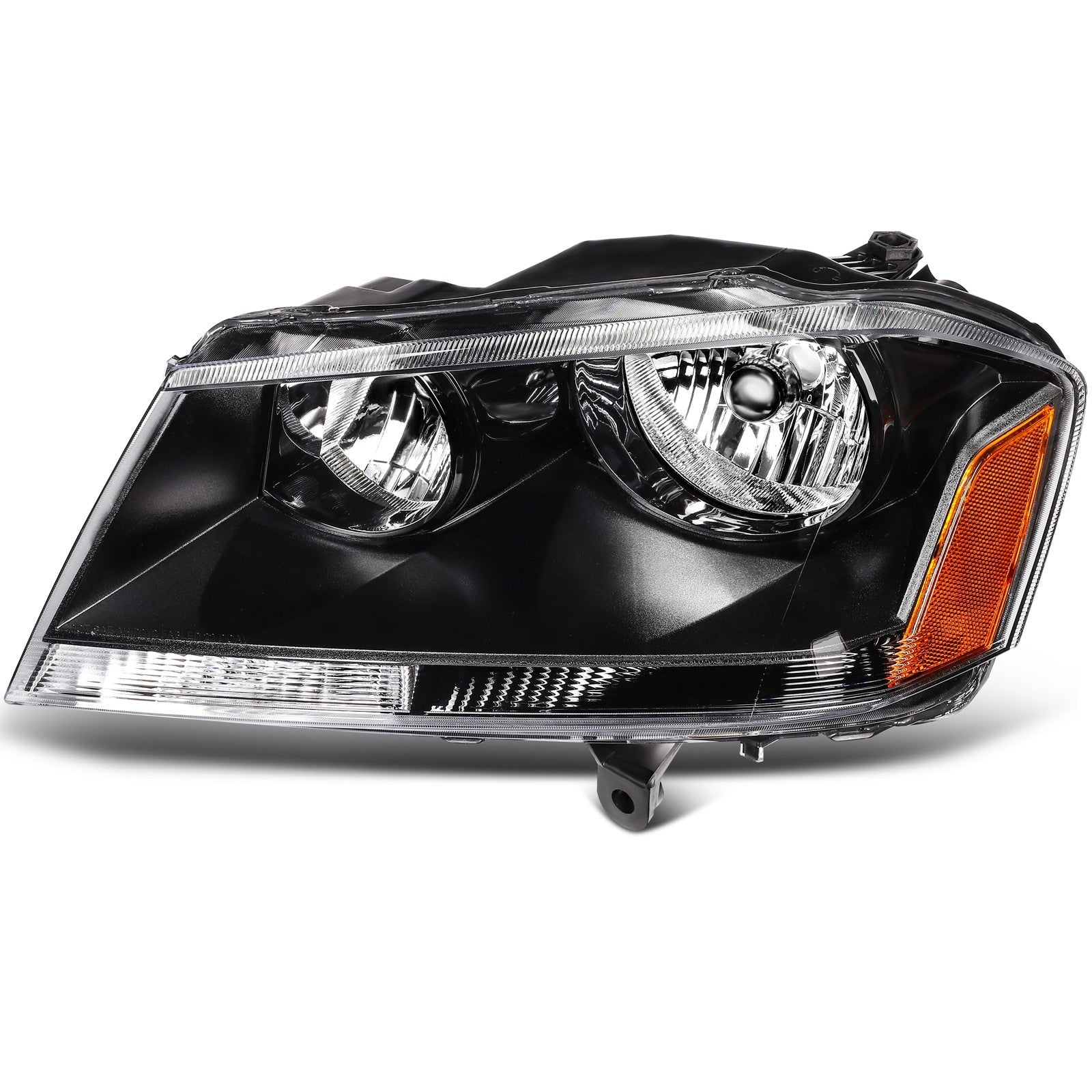 Pair Kit Halogen Headlights Assembly For 2008-2014 Dodge Avenger Black Amber KOEEP