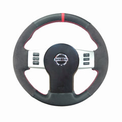 Hand-Sewing Black Suede Leather Steering Wheel Covers Wrap For Nissan Frontier