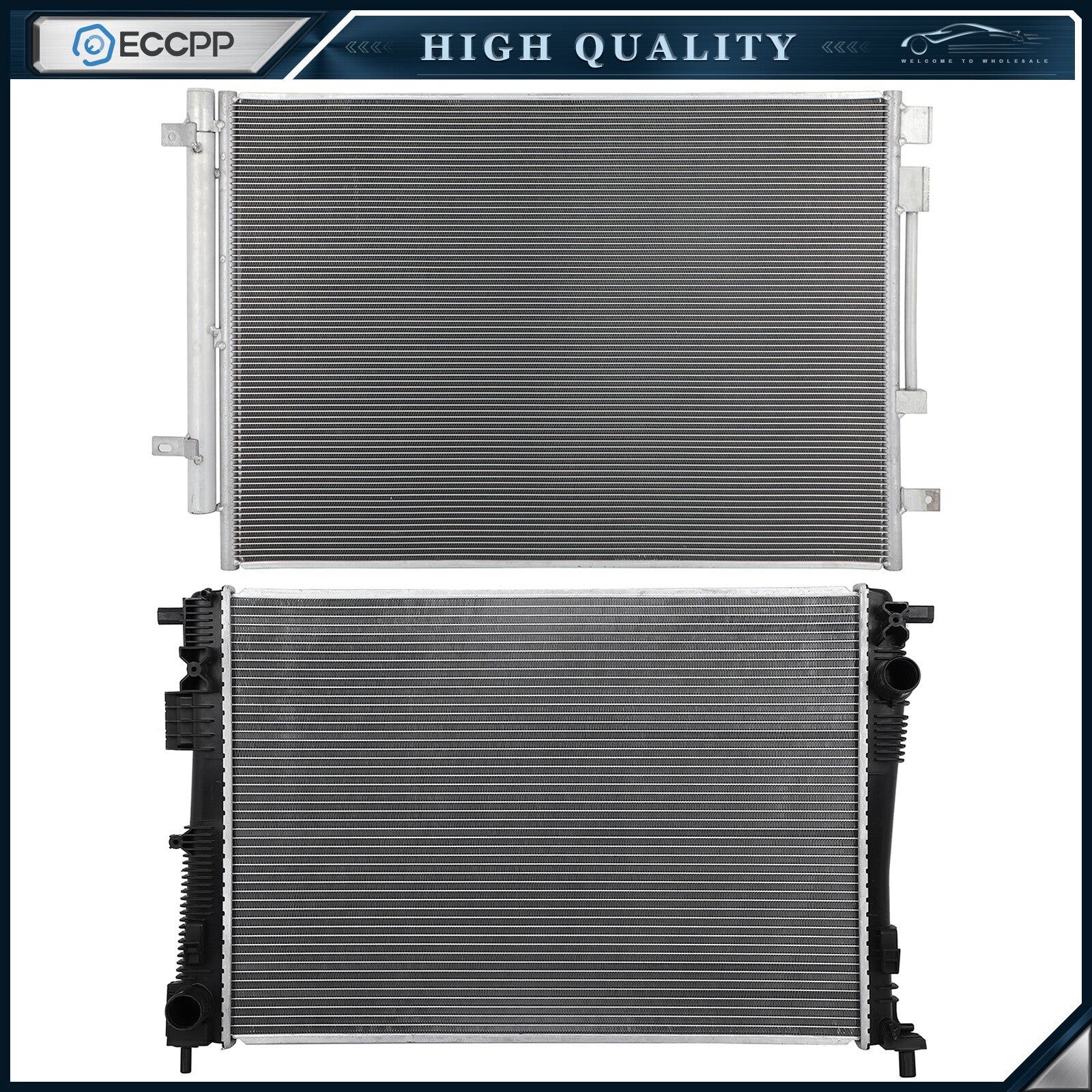 Aluminum Radiator & AC Condenser Cooling Kit For 18 19 20-22 Chrysler Pacifica 6B93BC-57