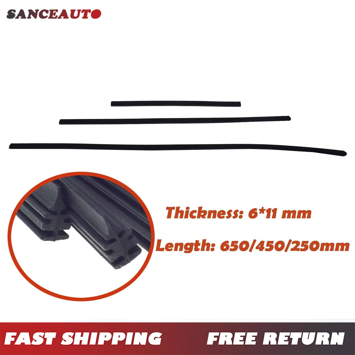 For Honda HR-V 2016-2022 Wiper Rubber Insert Front Rear Set 3PCS 76632-T6L-H02 6B93BC-57