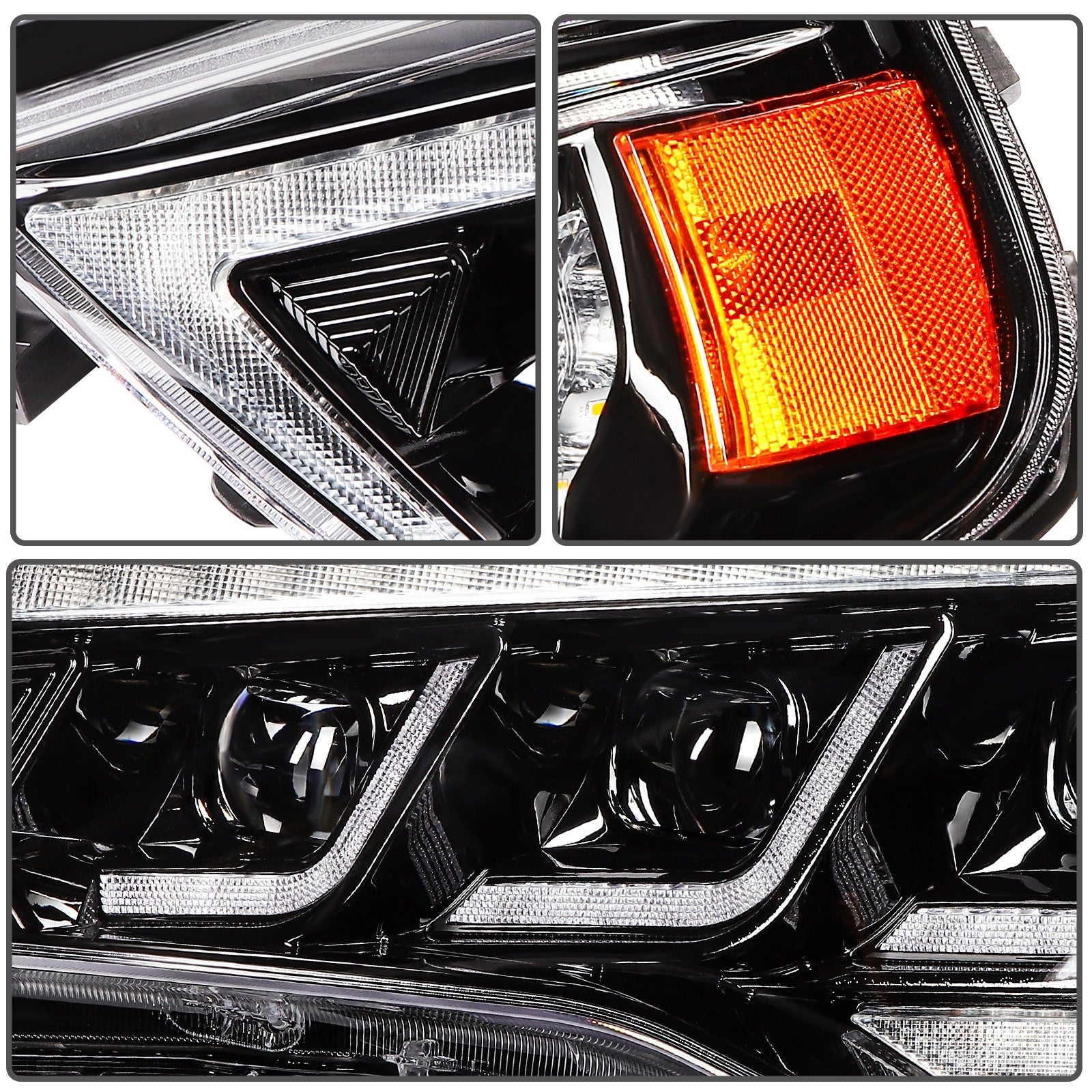 ECCPP LED Headlights Assembly For Toyota 4Runner 4.0L 2014-2021 Pair Black Amber 6B93BC-57