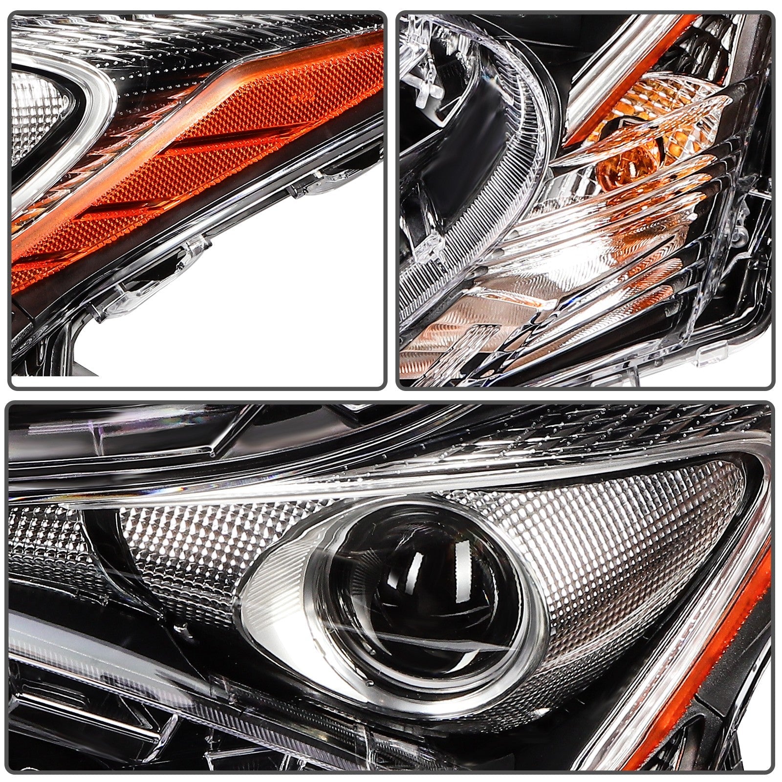 Pair Kit LED Headlights Assembly For 2016-2018 Toyota Prius 1.8L Black Amber KOEEP