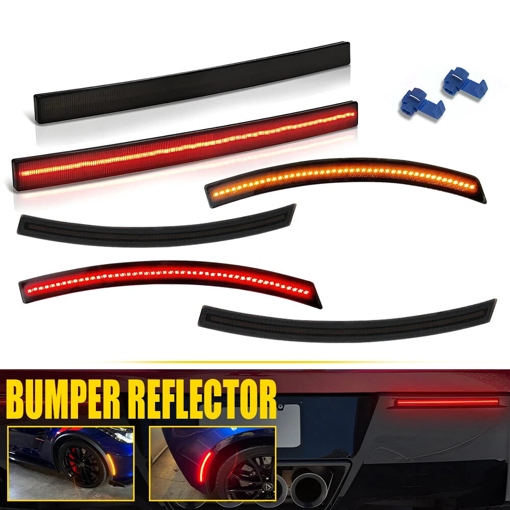 Smoked LED Side Marker Light Bumper Reflector Lamp For 14-19 Chevy Corvette C7 A 6B93BC-57