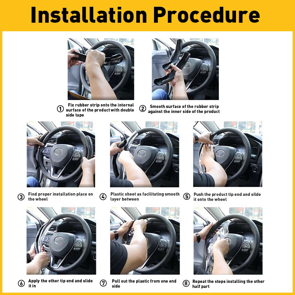 Carbon Fiber Car Steering Wheel Booster Cover Car Accessories For 15"/37-38CM EA 6B93BC-57