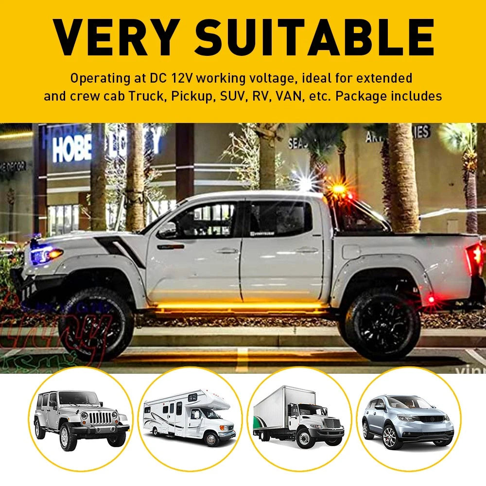 2X 60" Running Board Light LED Side Step Strip Amber White Turn Signal Bar Lamp 6B93BC-57