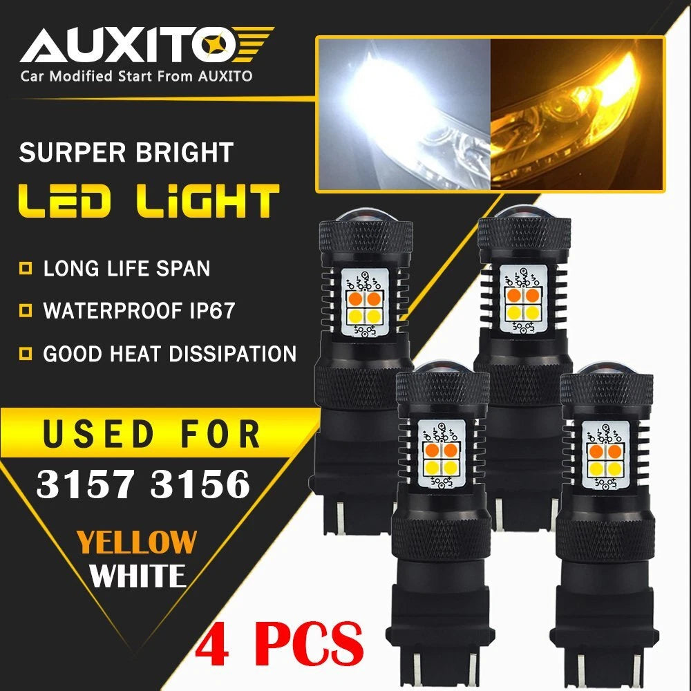 4X 3157 3457A White Amber Dual Color Switchback LED Turn Signal Light Bulb 16K A 6B93BC-57
