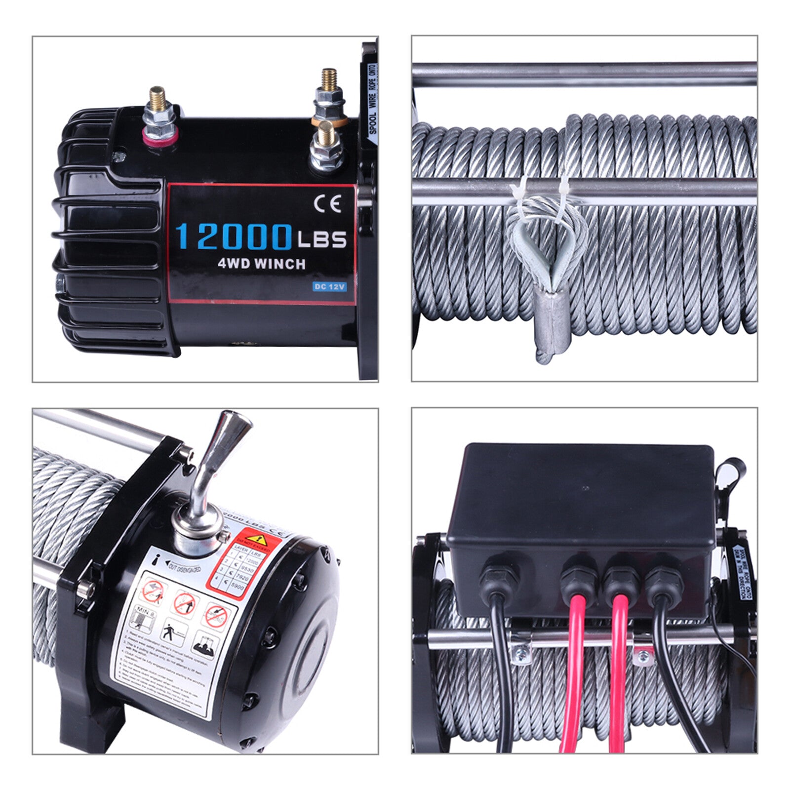 ECCPP 12000LBS Steel Rope Off Road 4WD 12V Electric Winch Towing For 81-18 Jeep KOEEP