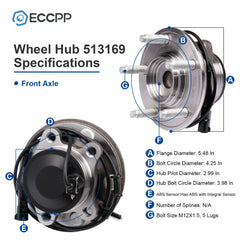 2Pcs Wheel Hub Bearings Front 2WD For 2000-2008 Jaguar S-Type 2004 2005 XJ8 XJR