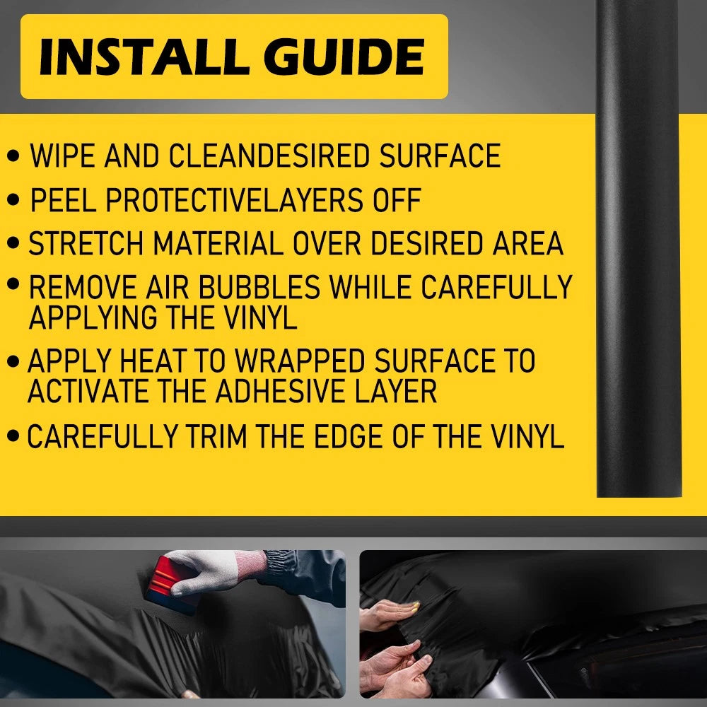 Auto Accessories Matte Black Wrap Vinyl Film Car Interior Wrap Stickers w/ tools 6B93BC-57