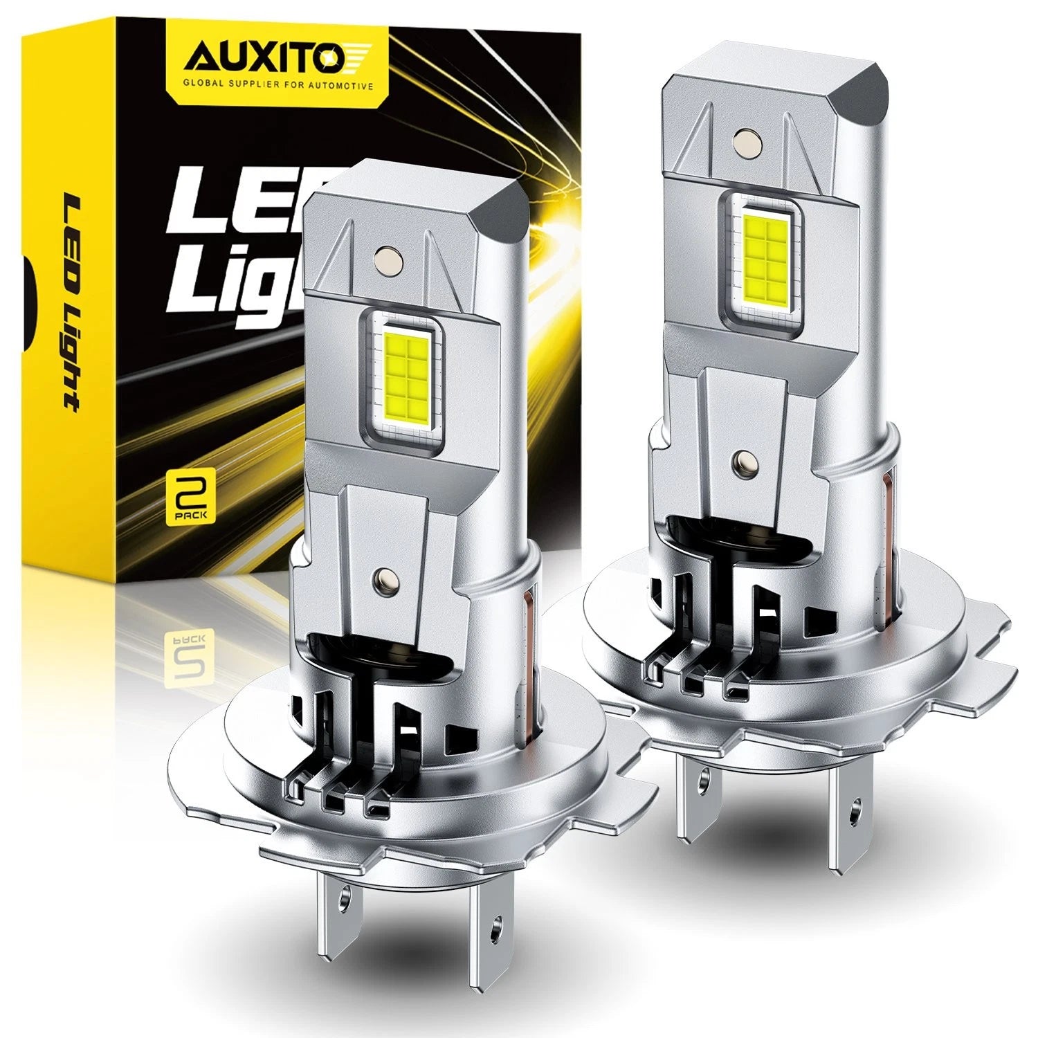 2X AUXITO H7 LED Headlight Bulb Kit High Low Beam 6500K Super White 30000LM M6S AUXITO
