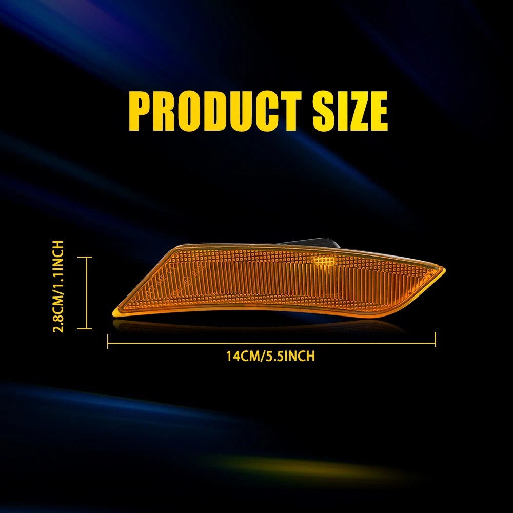 For 2013 2014 Cadillac ATS & 2017-2024 XT5 Amber Front Bumper Side Marker Lights 6B93BC-57