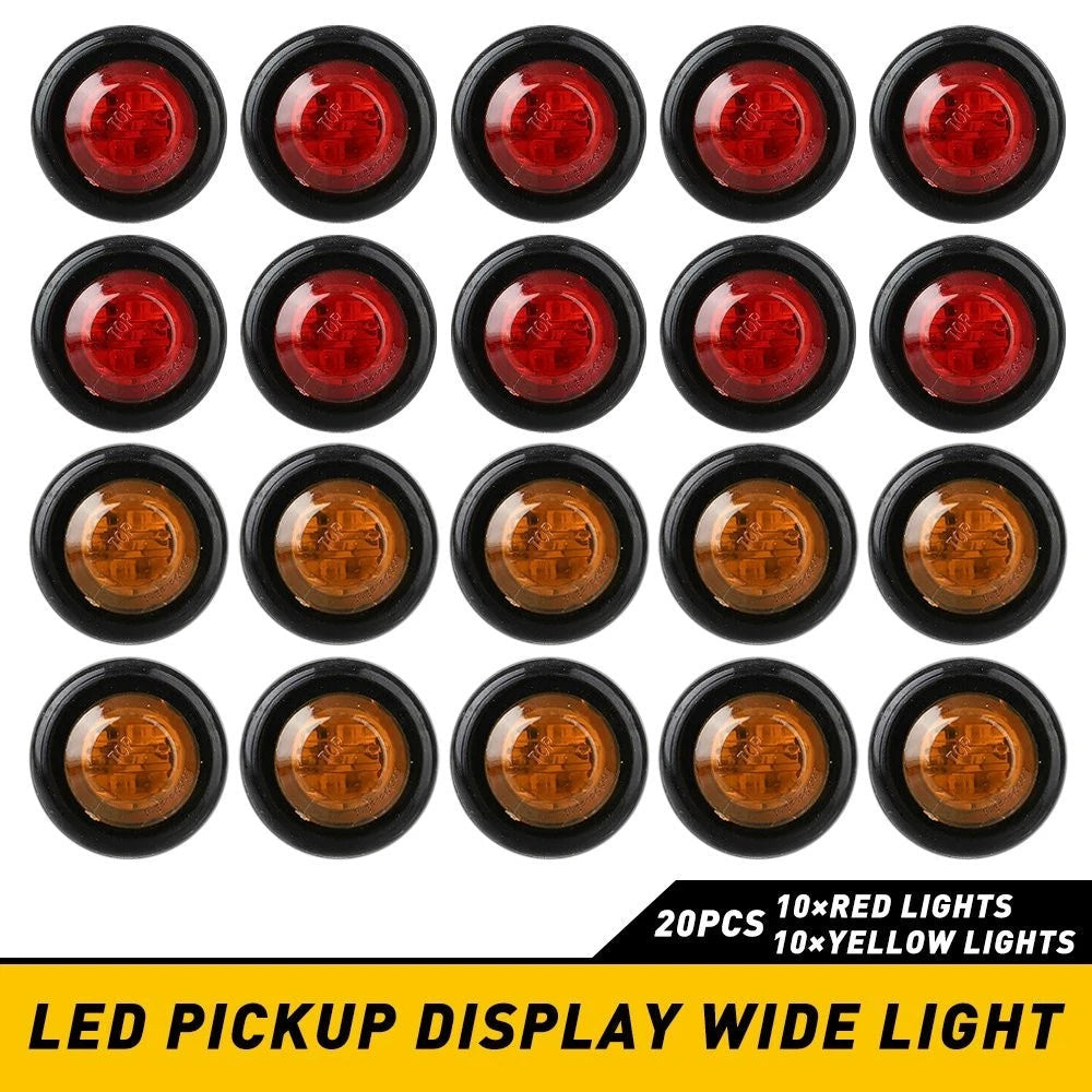 20X Red Amber LED Bullet Side Marker Light Flush Mount Truck Trailer 3/4" EOA 6B93BC-57