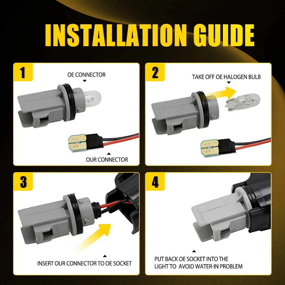2x For Ford F150 F250 White LED License Plate Tag Light Wiring Harness Socket EA 6B93BC-57