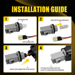 2x For Ford F150 F250 White LED License Plate Tag Light Wiring Harness Socket EA 6B93BC-57