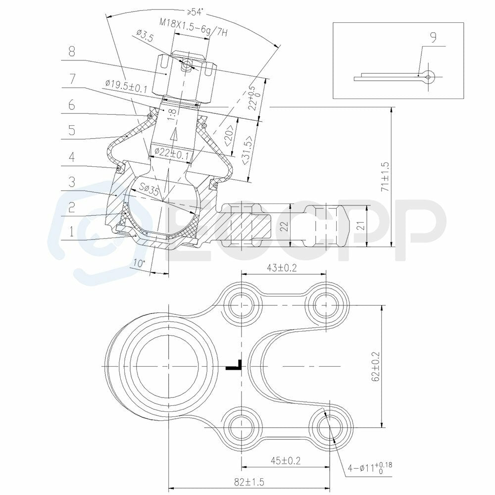 For 1980-1986 Nissan 720 2WD 10pcs Front Ball Joints Tie Rods Sway Bar links Kit 6B93BC-57