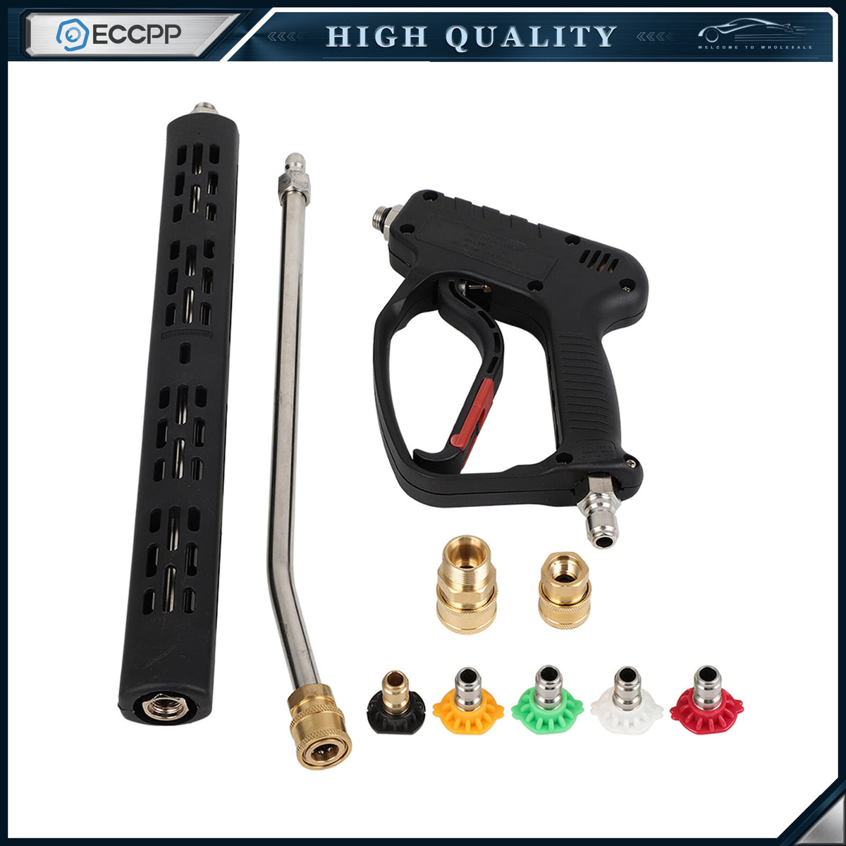 High Pressure Washer Gun 5000PSI 3/8" with Extension Wand Trigger Handle 1/4"