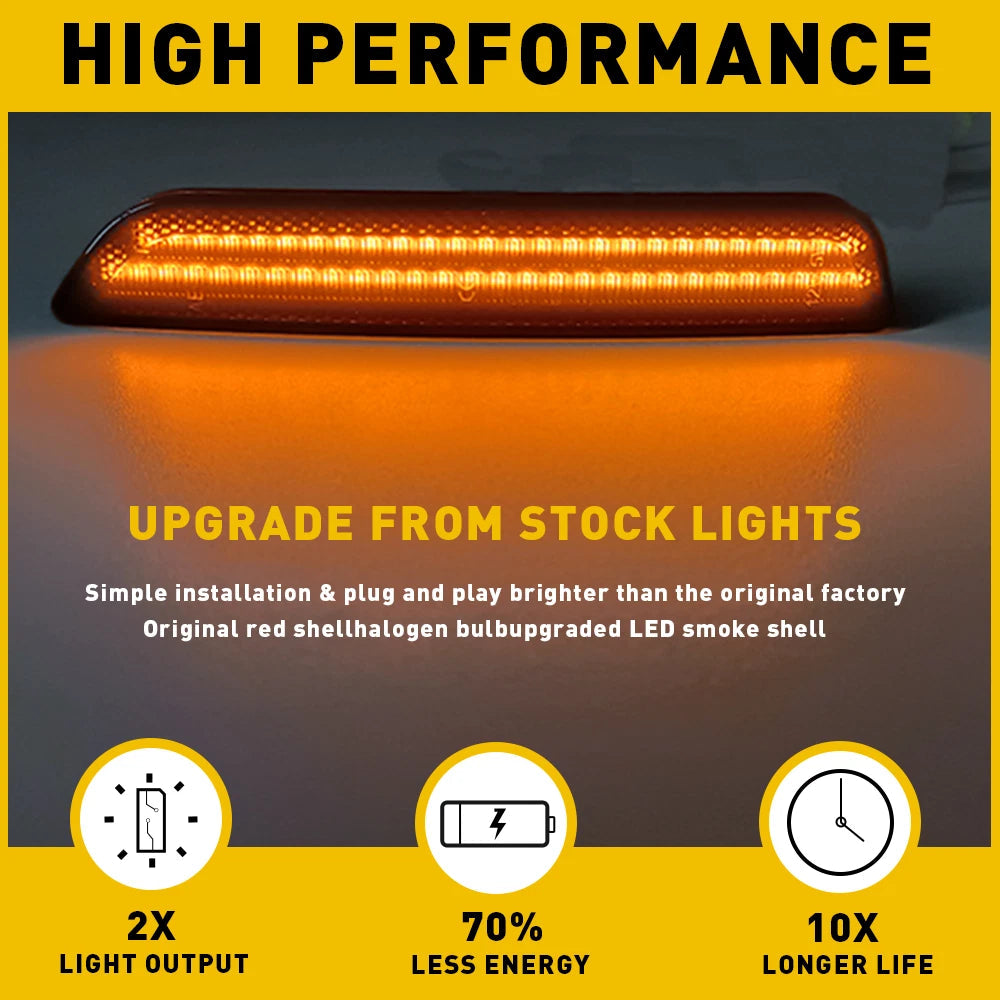 2XFront Bumper Side Marker Light Smoke Lens Amber For LED Ford Mustang 2010-2014 6B93BC-57