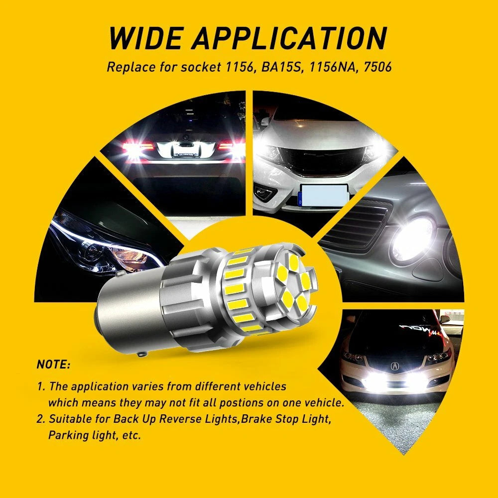 4x AUXITO 1156 LED Reverse Light BA15S Backup Bulb 6500K White Parking DRL Lamp AUXITO