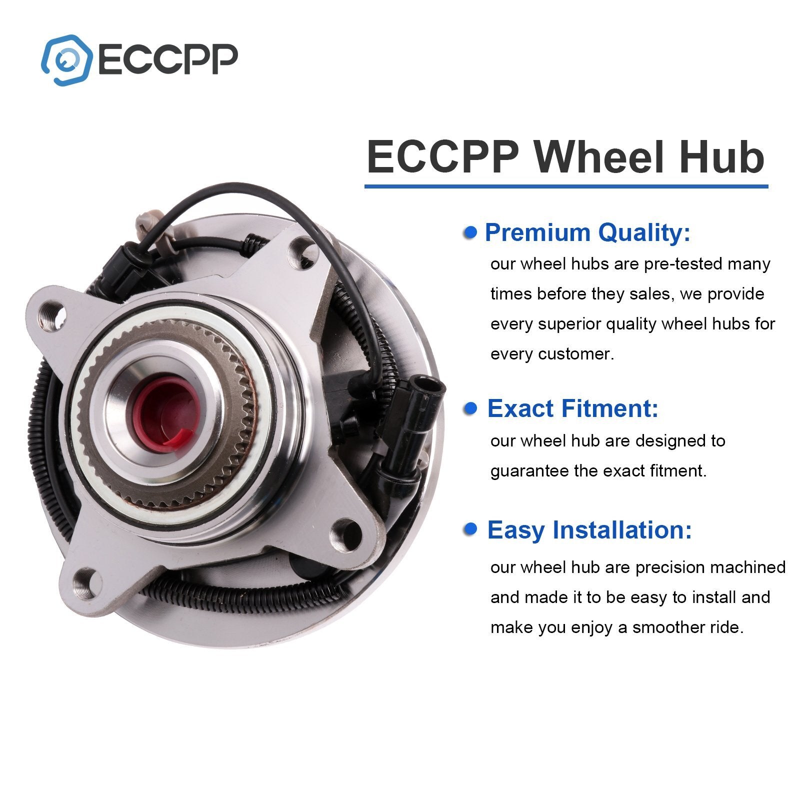 1Pc Wheel Hub Bearing Assembly Front 4WD For 2009 2010 Ford F150 6 Lug w/ ABS 6B93BC-57