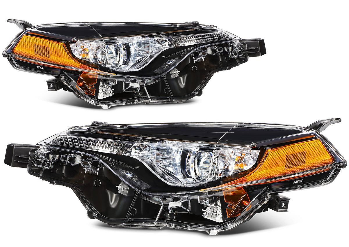 Pair Kit Headlights Assembly For 2017-2019 Toyota For Corolla 1.8L Black Amber 6B93BC-57