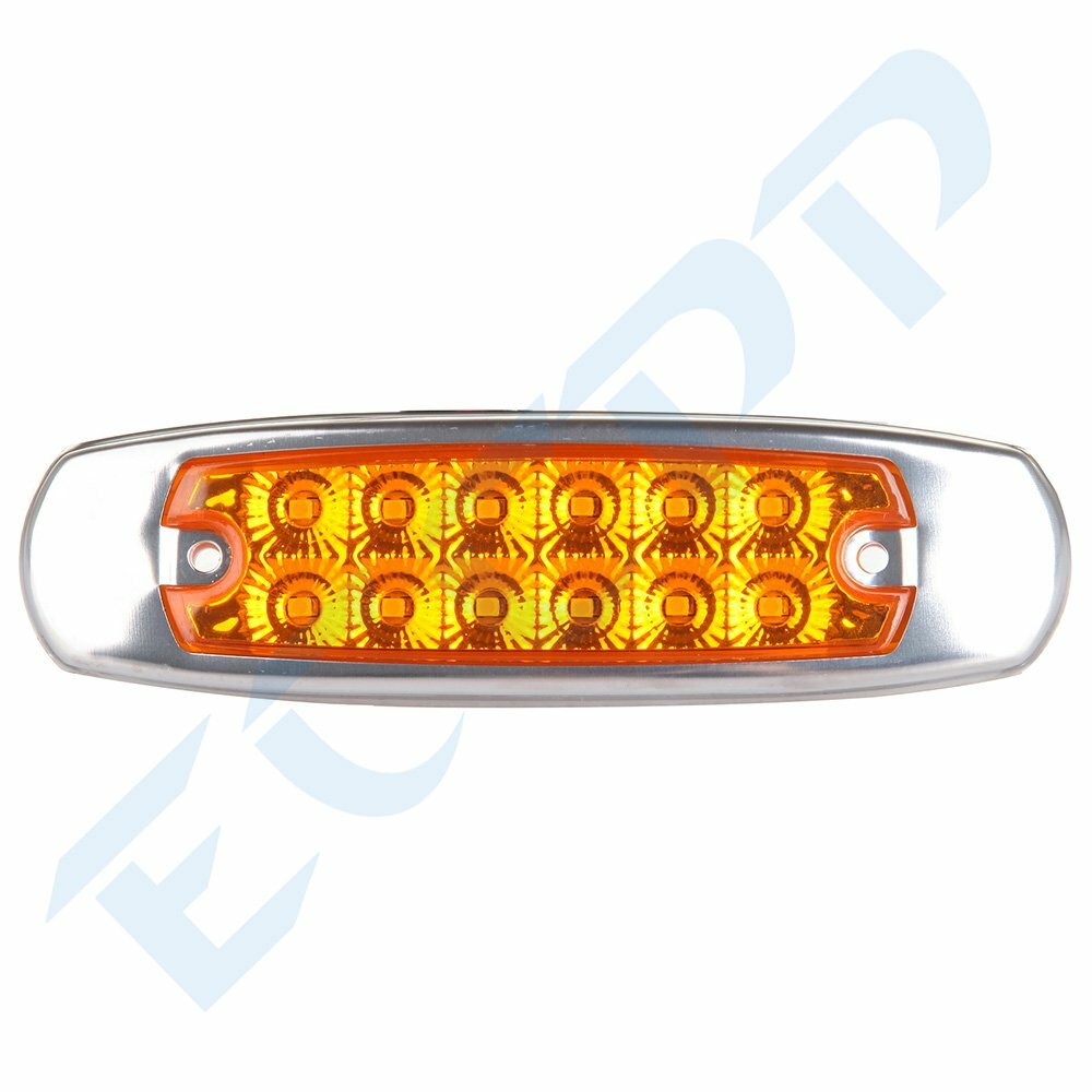 10x6.5" Led Cab/Side Turn Signal Marker Lights 12LED Yellow Stainless Rim Sealed KOEEP