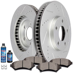 Front Drilled Rotors Ceramic Brake Pads for Pontiac Firebird Chevy Camaro