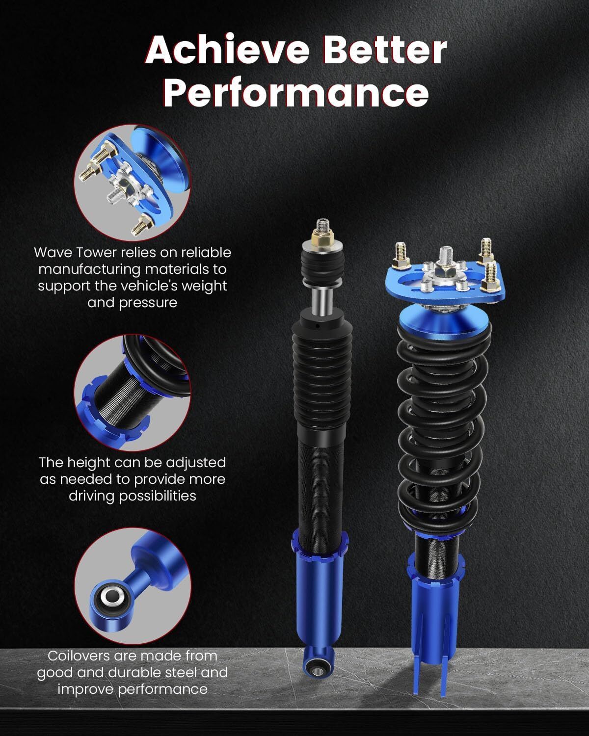 Suspension Spring Kit Coilovers For 1994-04 Ford Mustang Shock Struts Adj Height 6B93BC-57