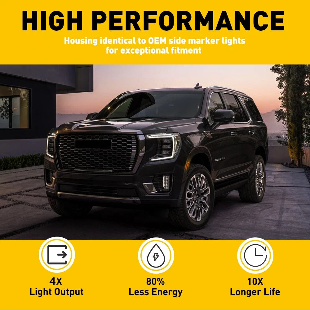 2x For 2021-2022 Cadillac Escalade ESV LED Smoked White Bumper Side Marker Light 6B93BC-57