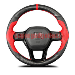 3D Carbon Fiber&Leather Steering Wheel Hand Sewing Wrap Cover For Honda Civic 22