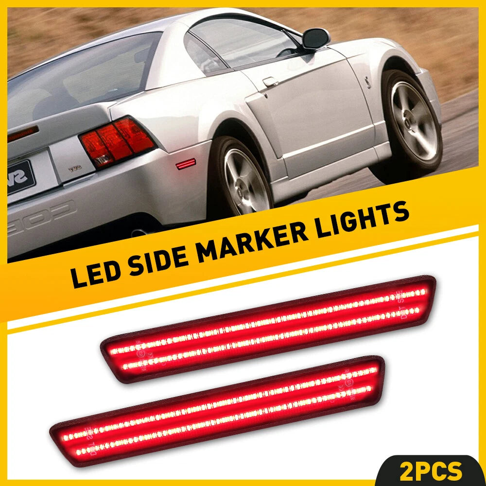 SMOKED Lens Rear LED Side Marker Light Bumper Reflector For 99-2004 Ford Mustang 6B93BC-57
