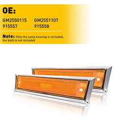 2PC Front Side Marker Lights Fit Chevrolet 81-91 C10 C20 C30 GMC C1500 C2500 6B93BC-57