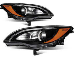 Pair Kit Headlights Assembly For 2011-2014 Chrysler 200 2.4L 3.6L Black Amber 6B93BC-57