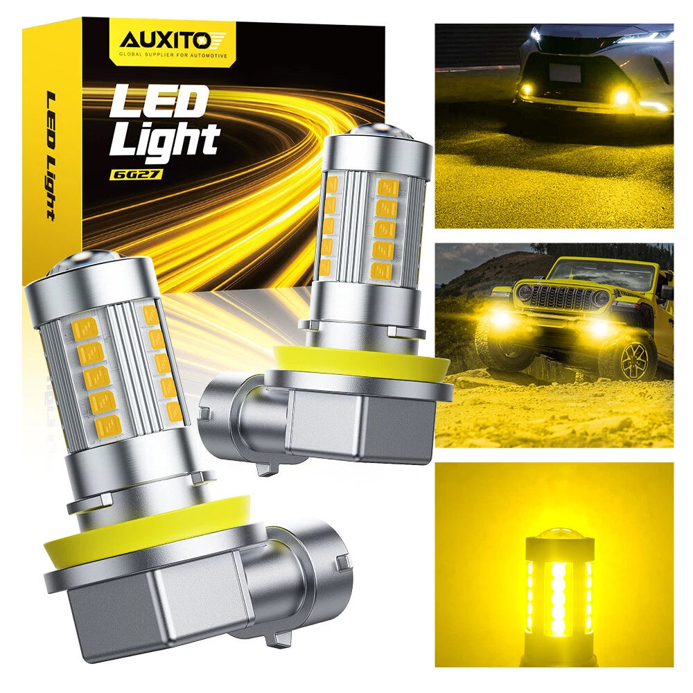 AUXITO Lamp H11 H8 H9 Amber Yellow LED Fog Light DRL Bulbs Super Bright 5000LM A AUXITO