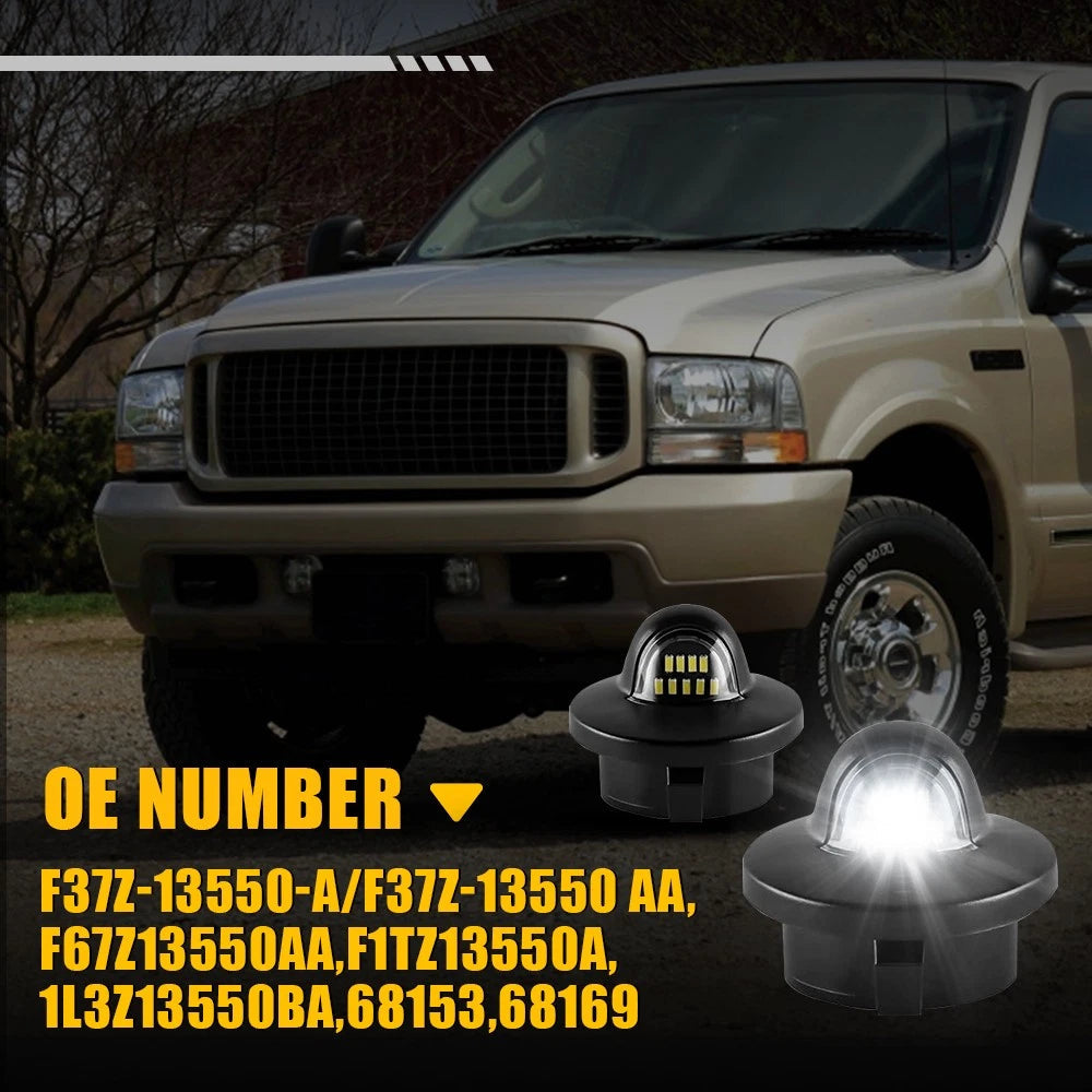 2x For Ford F150 F250 White LED License Plate Tag Light Wiring Harness Socket EA 6B93BC-57