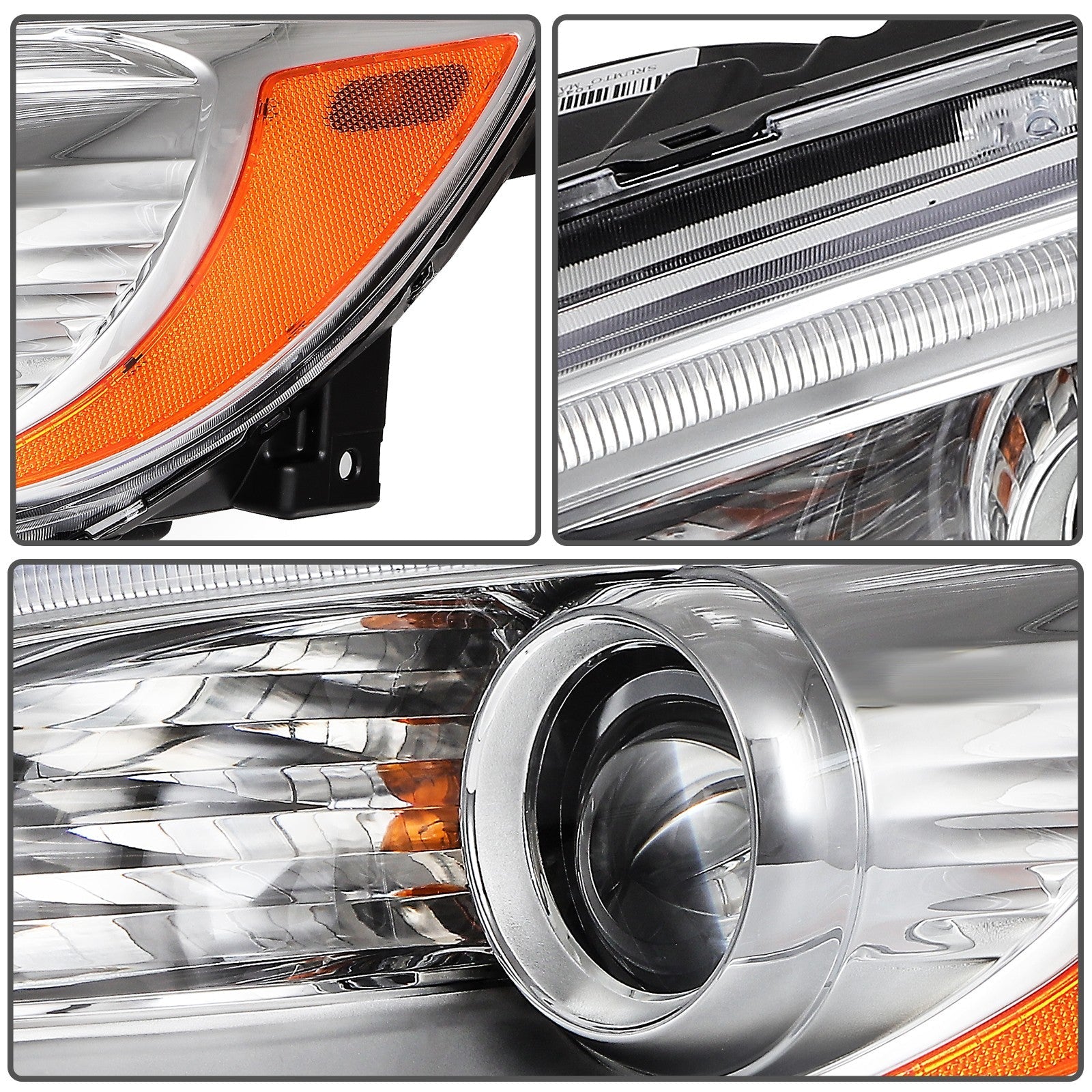 Pair Kit Headlights Assembly For 2011-2014 Chrysler 200 2.4L 3.6L Chrome Amber KOEEP