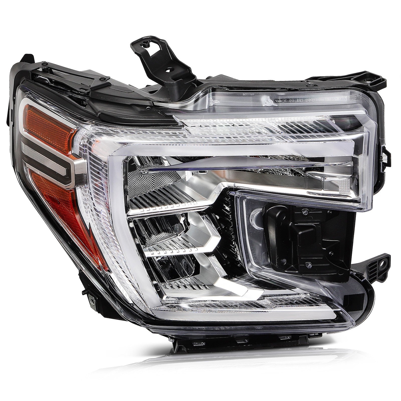 ECCPP LED Headlights Assembly For GMC Sierra 1500 2019-2022 Pair Kit Black Amber 6B93BC-57