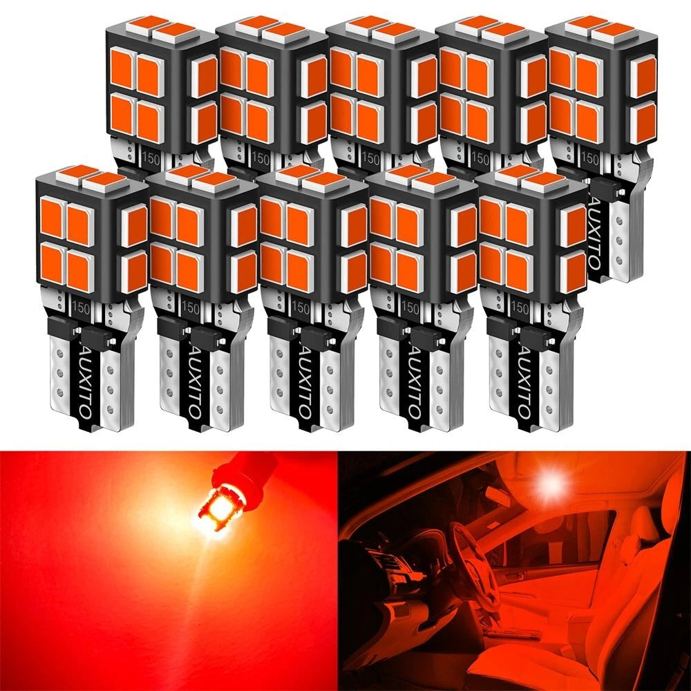 10x Red T10 168 194 LED Bulbs Instrument Gauge Cluster Dash Light Bright EOA 6B93BC-57