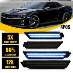 4PCS For 2010-2015 Chevy Camaro Front Rear Dynamic LED Side Marker Lights Blue A 6B93BC-57