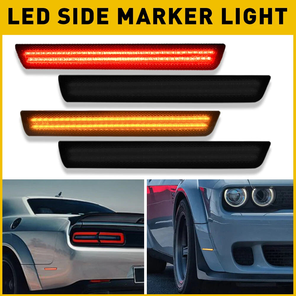 For 2015-22 Dodge Challenger Side LED Marker Fender Lights Amber&Red Front+Rear 6B93BC-57