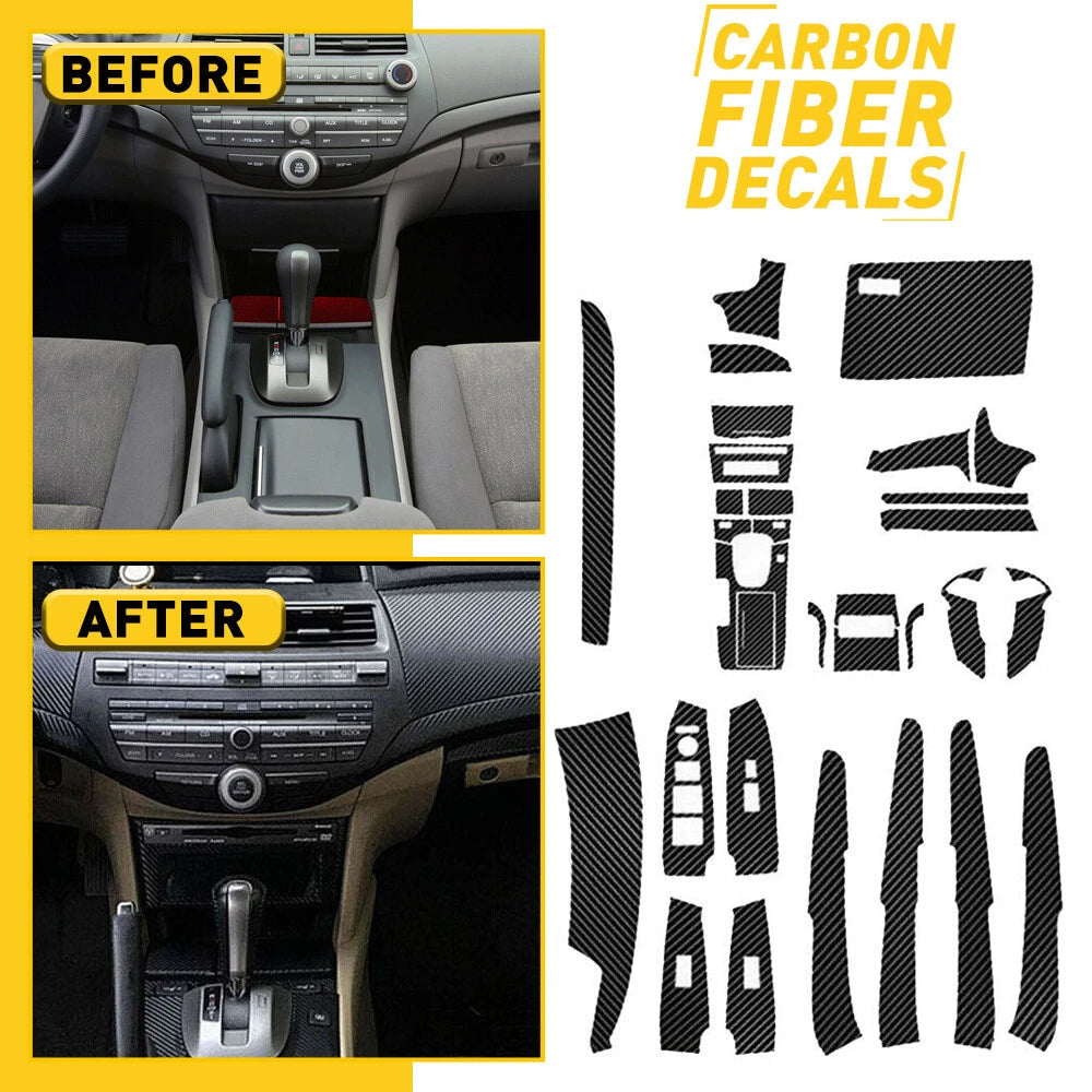 Carbon Fiber Style Decor Interior Kit Cover Trim 29PC For Honda Accord 2008-2012 6B93BC-57