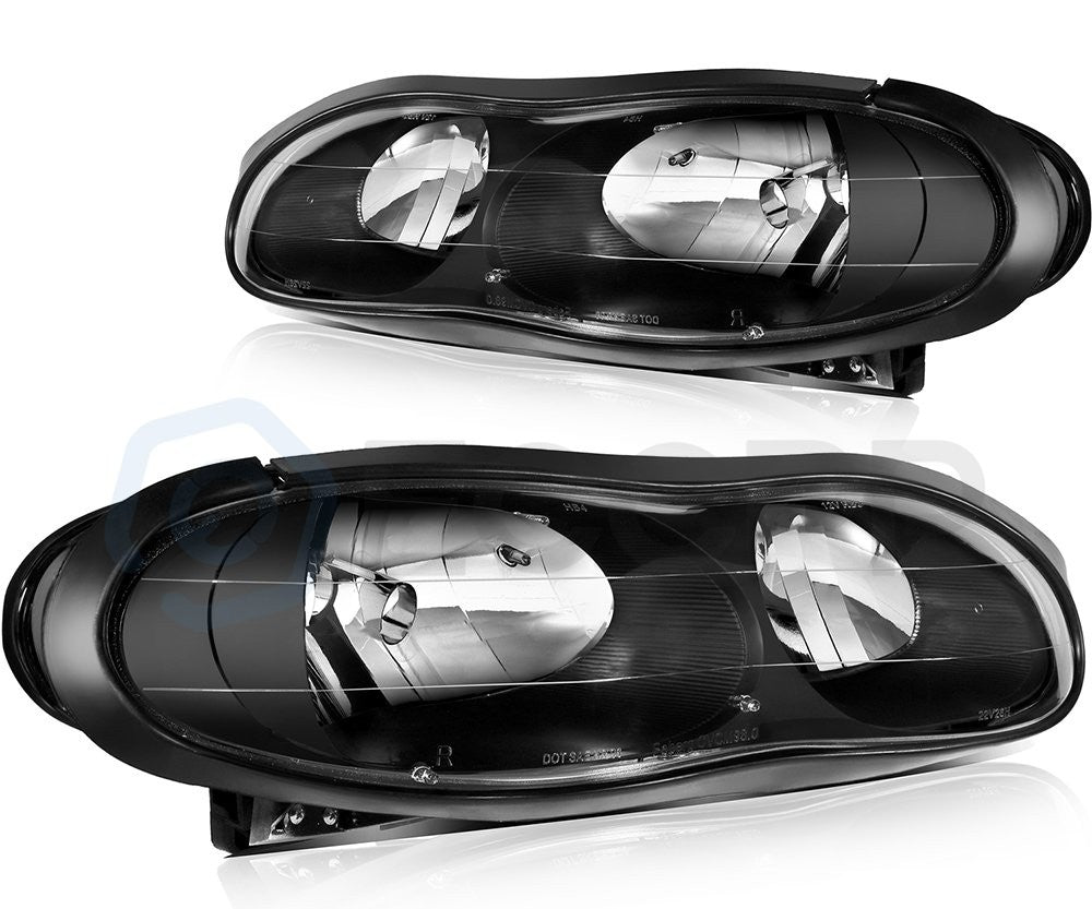 Headlights Assembly Pair for Chevy Camaro 1998-2002 Black Housing Replacement 6B93BC-57
