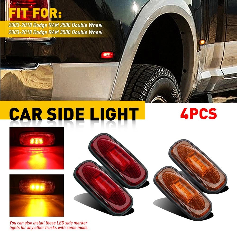 4pcs LED Fender Bed Marker Side Lights Rear For RAM Dodge 2500 3500 2003-2018 6B93BC-57