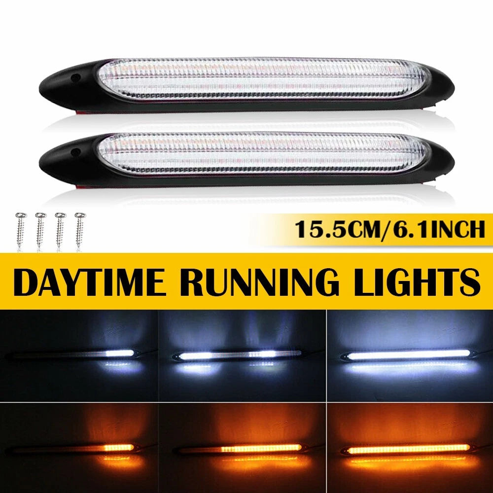 2x Sequential DRL LED Daytime Running Light Flowing Turn Signal Headlight Strip 6B93BC-57