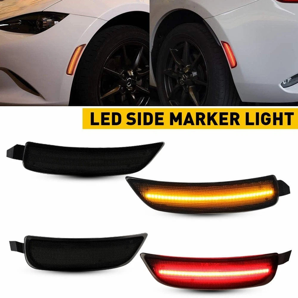 4PCS FOR MAZDA MIATA MX-5 2016-2022 LED SIDE MARKER LIGHT FRONT REAR SMOKED LENS 6B93BC-57