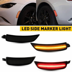 4PCS FOR MAZDA MIATA MX-5 2016-2022 LED SIDE MARKER LIGHT FRONT REAR SMOKED LENS 6B93BC-57