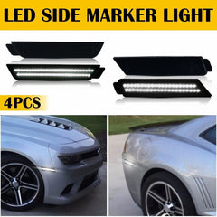 For 2010-2015 Chevy Camaro Smoked Reflector White LED Side Marker Lights 4pcs 6B93BC-57