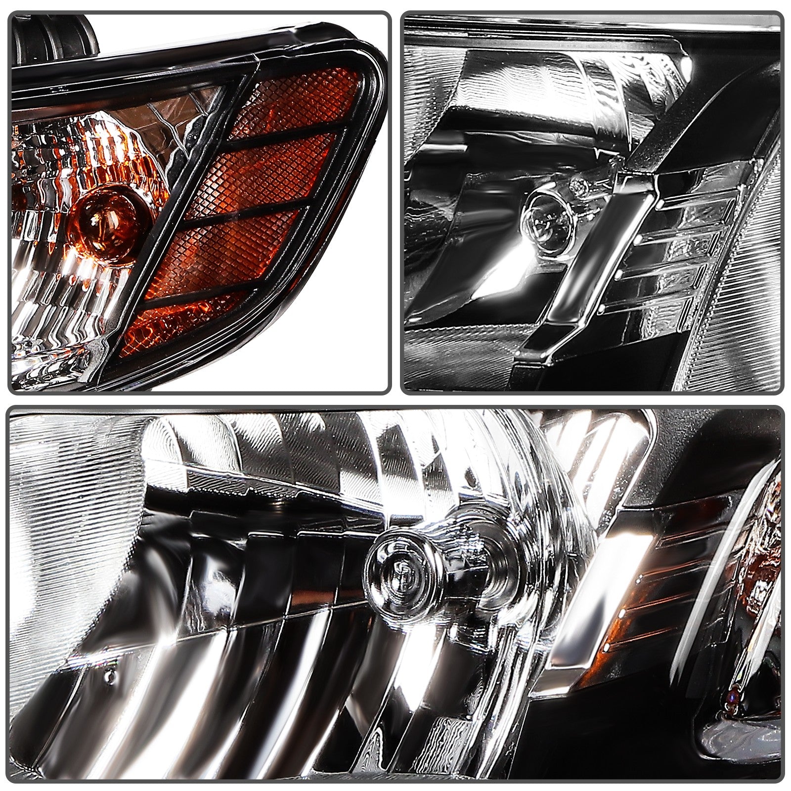 Pair Halogon Headlights Assembly For 2010-2013 Kia Forte 2.0L 2.4L Black Amber 6B93BC-57