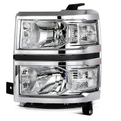 Pair Headlights Assembly For 2014-2015 Chevrolet Silverado 1500 4.3L 5.3L Chrome 6B93BC-57