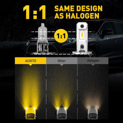 AUXITO H3 Fog Light Bulbs 3000K Yellow Golden LED Conversion kit Bright GF EOA AUXITO